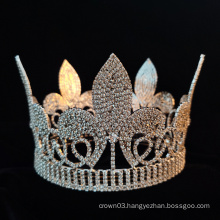 Full Round Crown Tiara Rhinestone Crystal Beauty Pageant Queen King Crown